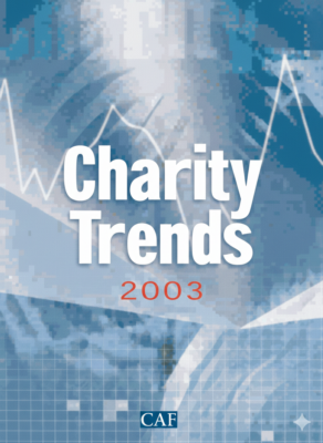 Charity Trends 2003 cover. Upscaled 2026 with Gemini AI by Howard Lake for improved legibility and size.