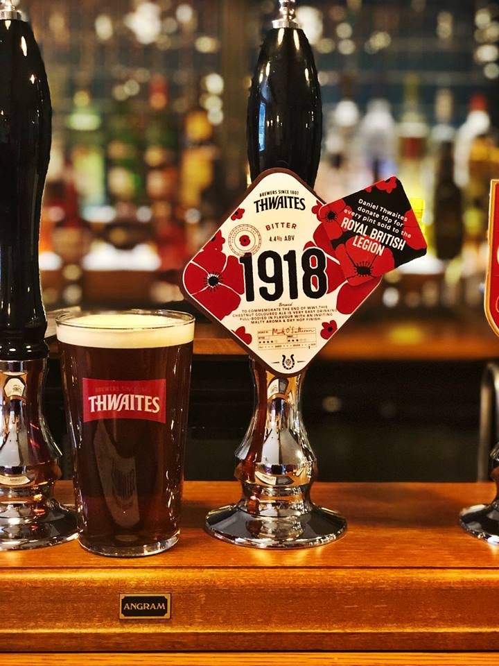 Liberation Ale from Thwaites Brewery, sold in aid of the Royal British Legion