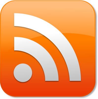 RSS feed icon. White and orange.