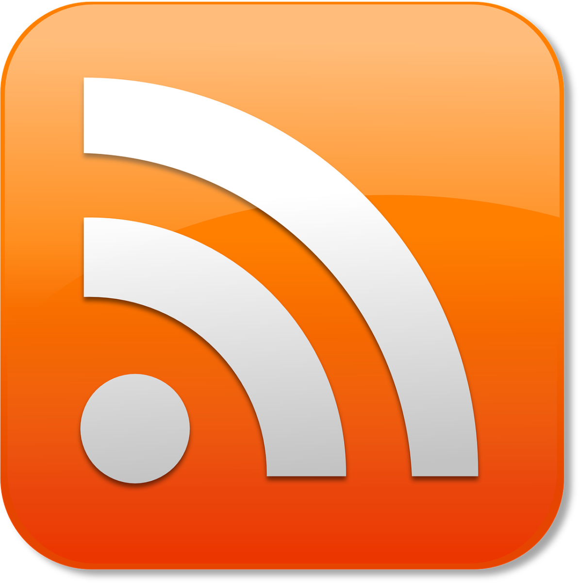 RSS feed icon. White and orange.
