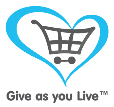 Give As You Live logo - an illustration of a shopping cart within a blue heart