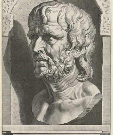 Illustration of bust of Seneca, by Cornelis Galle, in the Rijksmuseum