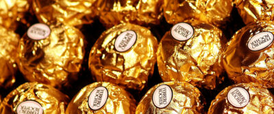 Ferrero Rocher chocolates in their gold wrapping.