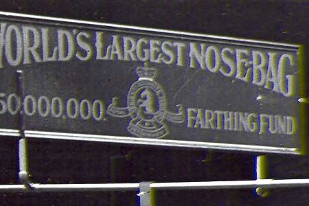 Sign stating 'World's Largest Nosebag appeal'