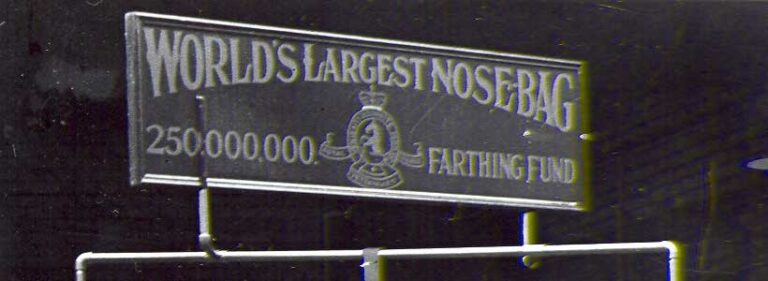 Sign stating 'World's Largest Nosebag appeal'