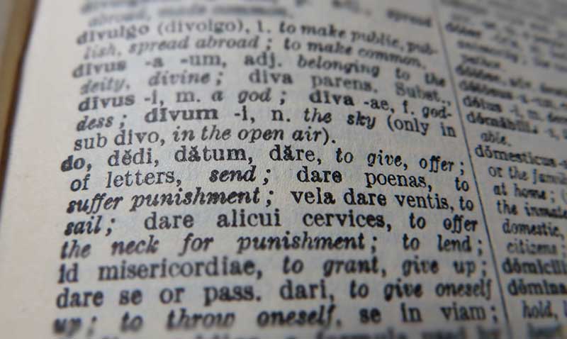The Latin word 'datum' from which we get 'data'