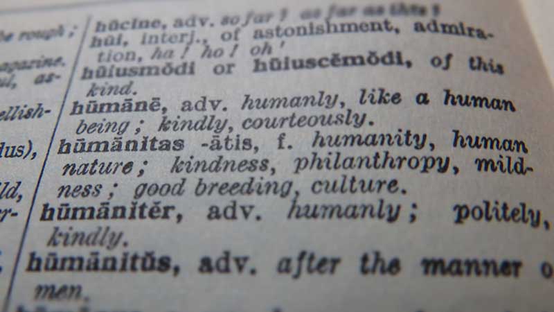 'Humanitas' in a Latin to English dictionary