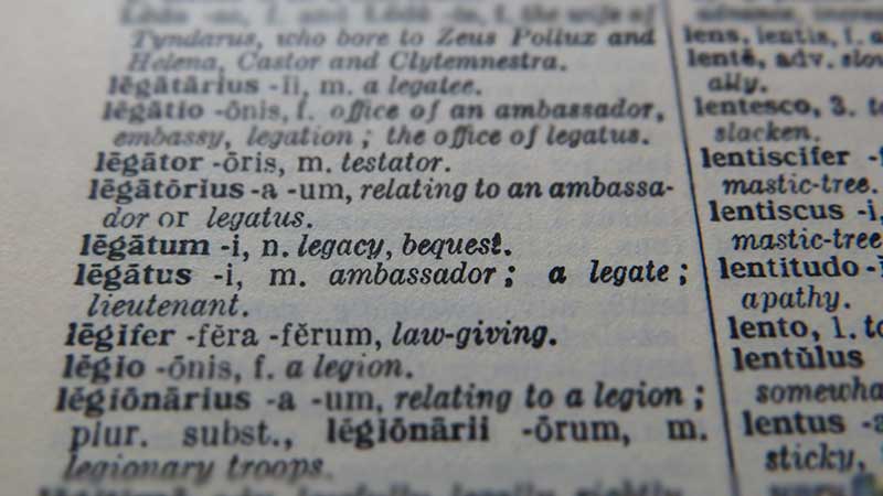 'Legatum' in a Latin to English dictionary