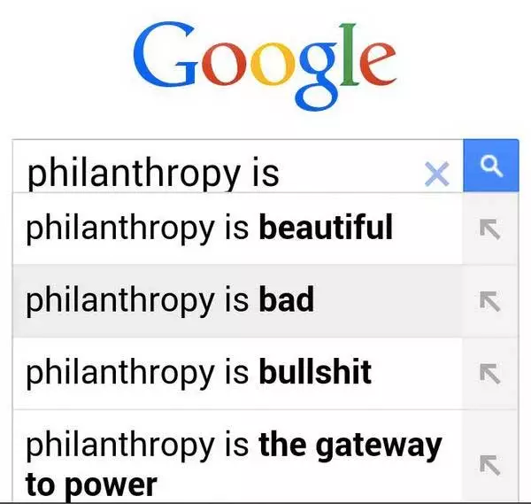 Philanthropy is... according to Google autocomplete