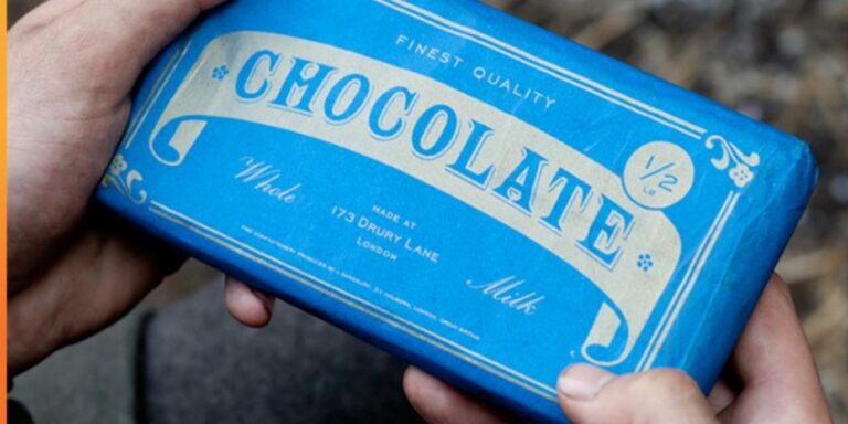 Traditional Sainsbury's chocolate bar in blue wrapping, from 2014 Christmas TV advert