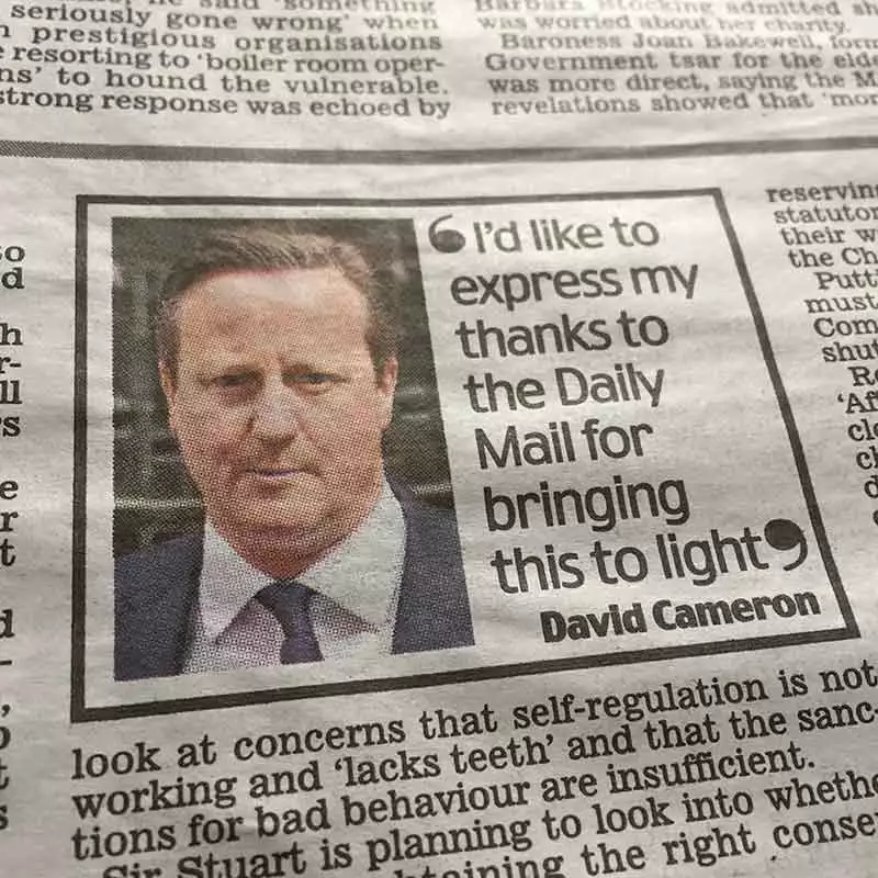 David Cameron thanks The Daily Mail
