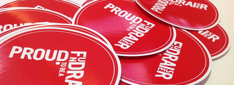 Proud fundraiser badges at IoF National Convention - photo: Howard Lake