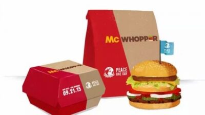 Burger King's mockup of a partnership with McDonalds for Peace One Day - photo: Burger King