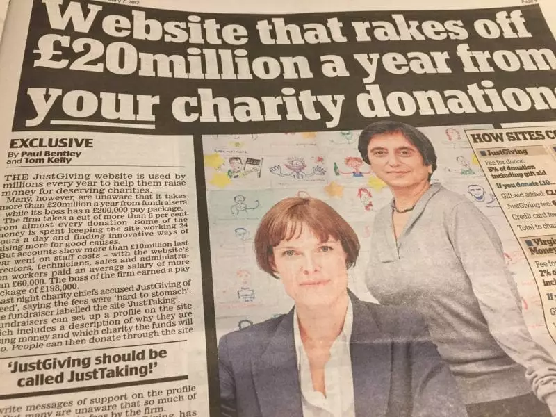Daily Mail article on JustGiving (6 February 2017)