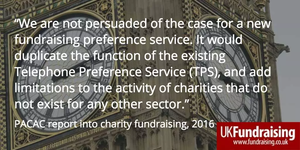 PACAC on fundraising preference service - quotation