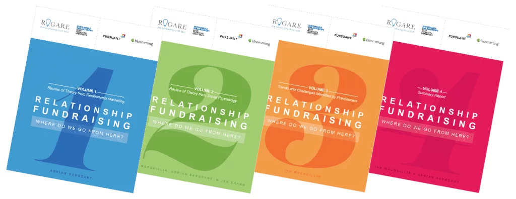 Four volumes of Rogare's relationship fundraising review.