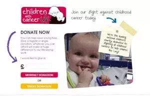 Motivational image to promote giving to Children with Cancer
