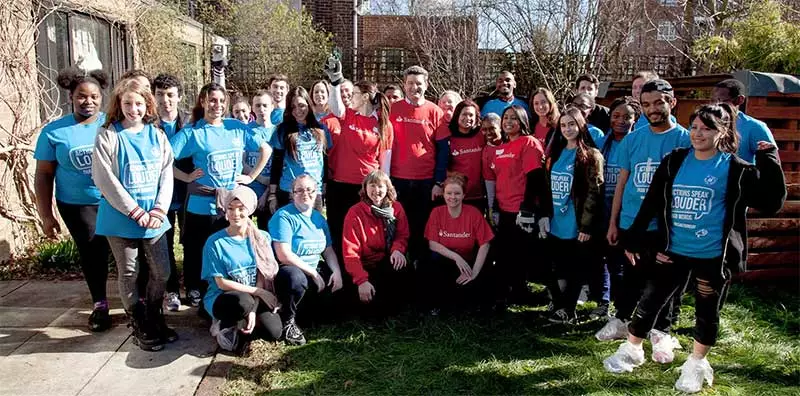 Santander staff join National Citizen Service participants to volunteer on NCS Day.