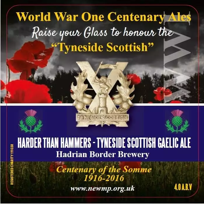 World War One Centenary Ale beermat - Tyneside Scottish Gaelic Ale