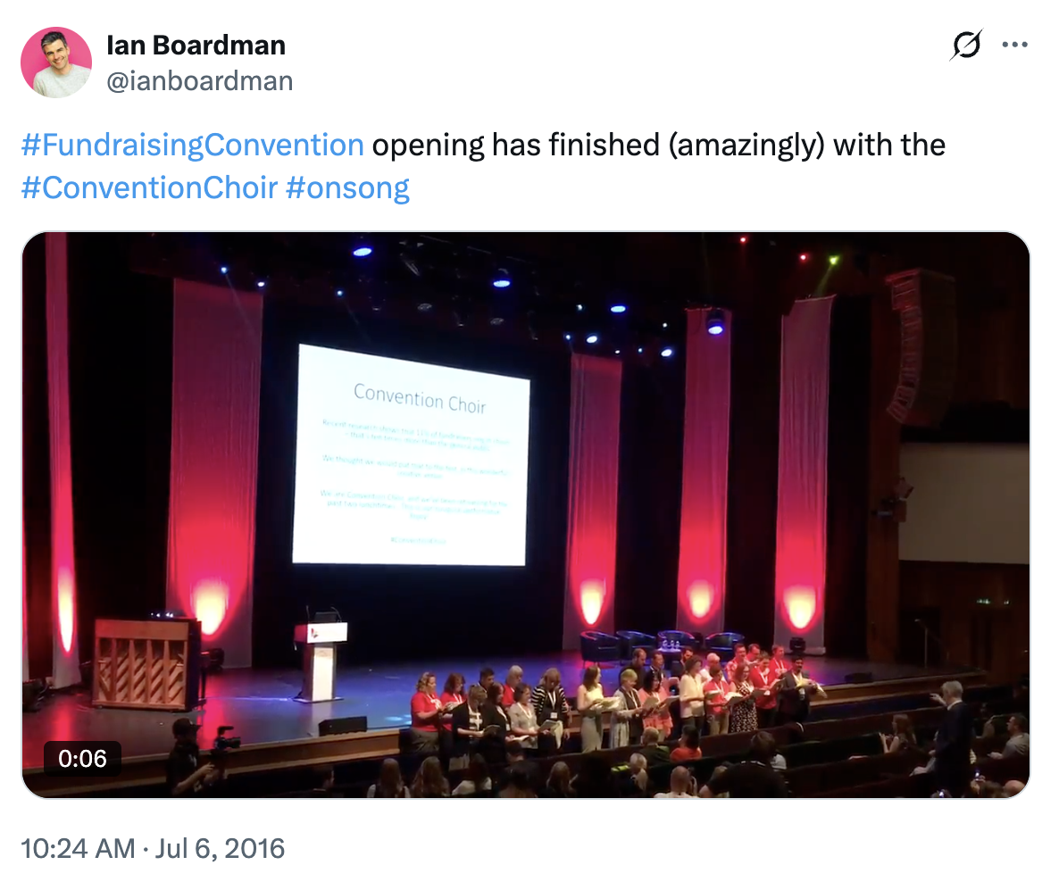 Ian Boardman shares a video on Twitter of the IoF Convention Choir 2016.