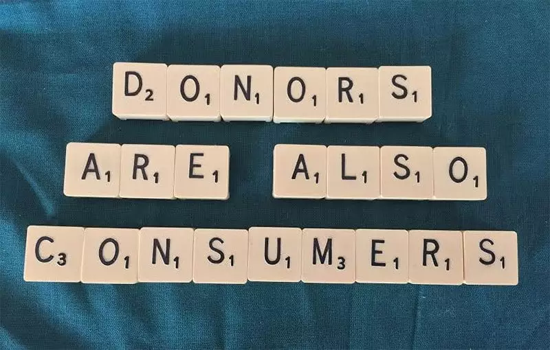 Lord Grade's repeated reminder to fundraisers in the form of Scrabble tiles. Photo: Howard Lake