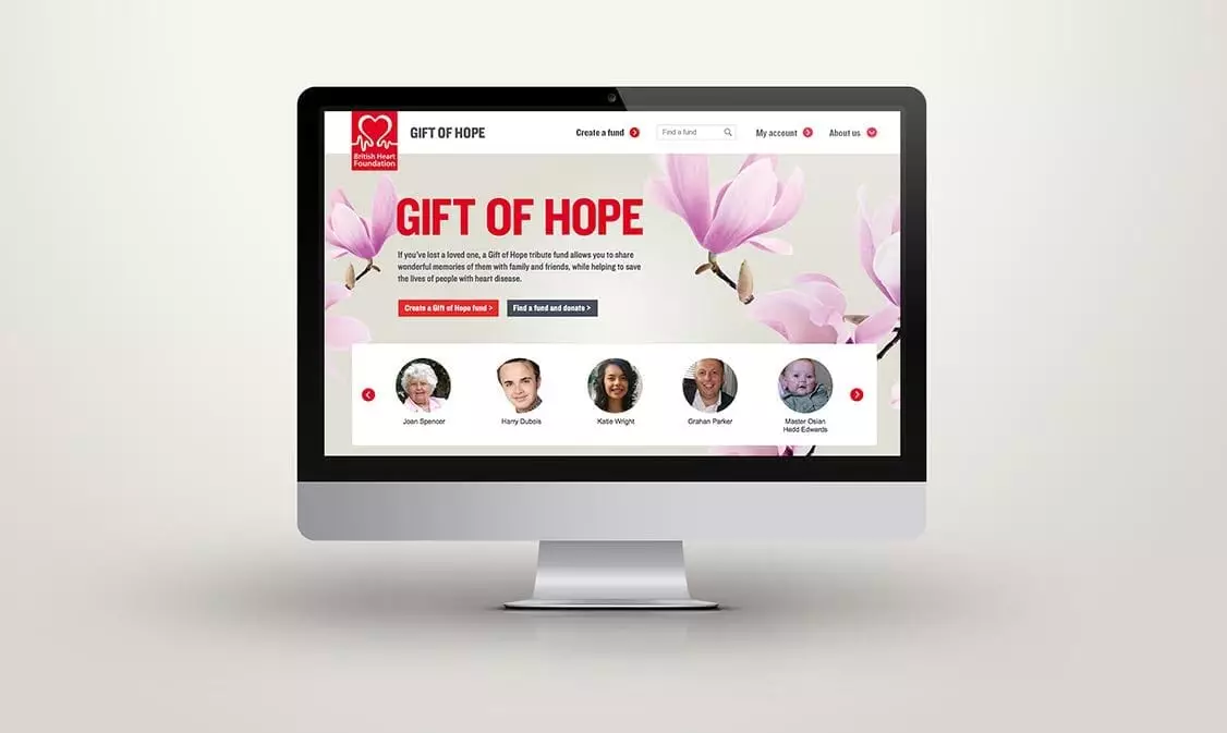 BHF Gift of Hope desktop redesign