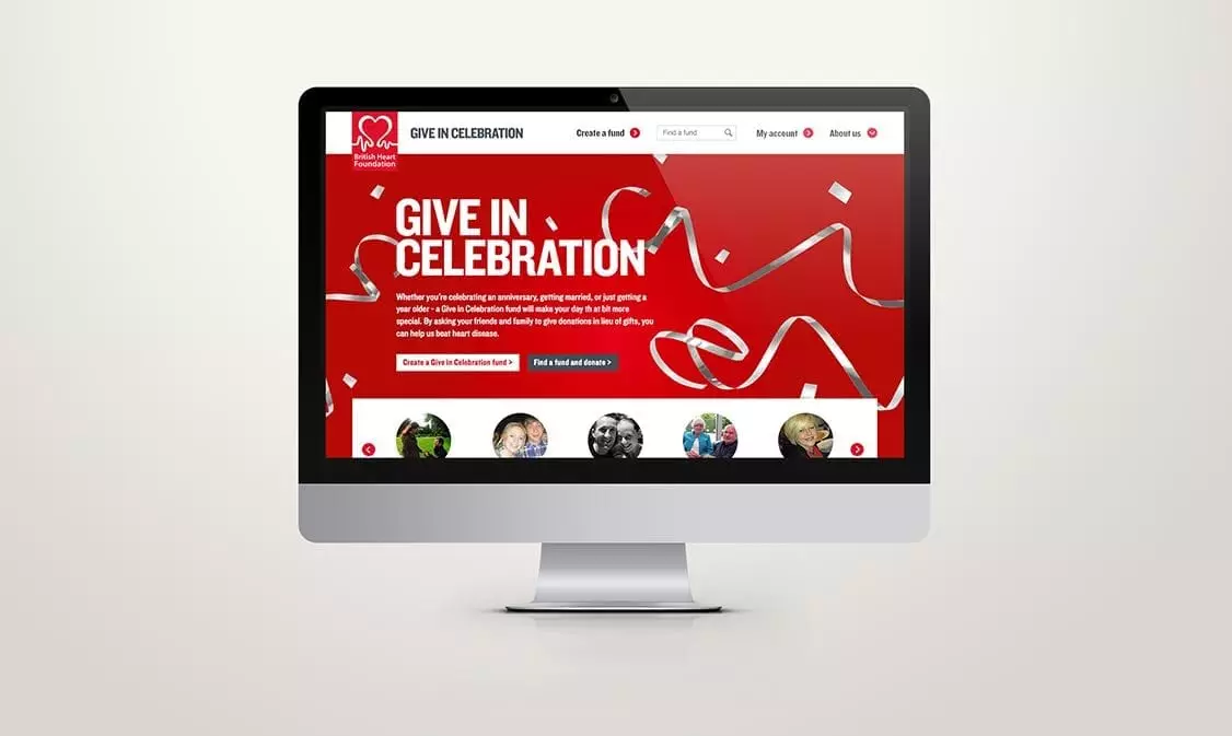BHF Give in Celebration desktop redesign