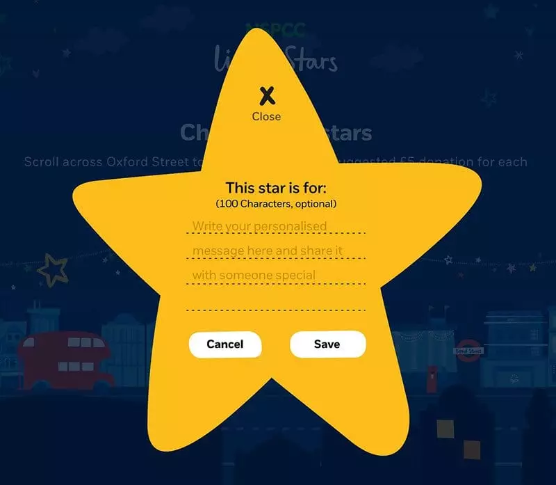 NSPCC Little Stars - fill in your star and donate