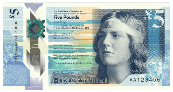 Royal Bank of Scotland polymer five pound note. Copyright: Royal Bank of Scotland