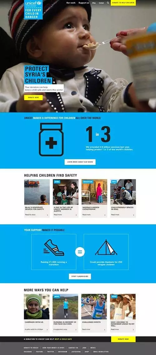 New Unicef UK website design by Manifesto