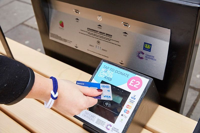 Donating to CRUK via Smart Bench