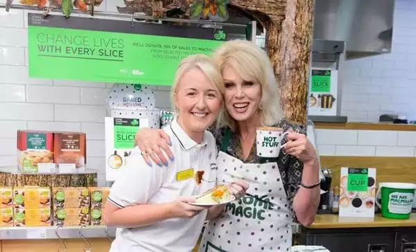 Joanna Lumley at M&S supporting The World's Biggest Coffee Morning