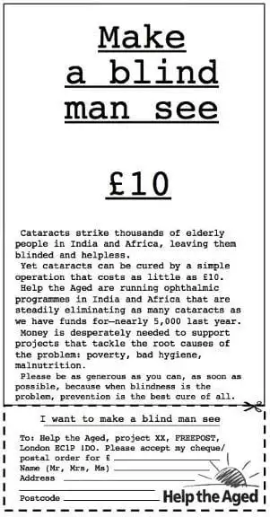 Make a blind man see £10 - Help the Aged advert