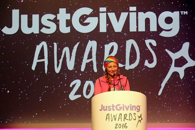 Natalia Spencer wins Endurance Fundraiser of the Year at the JustGiving Awards 2016.