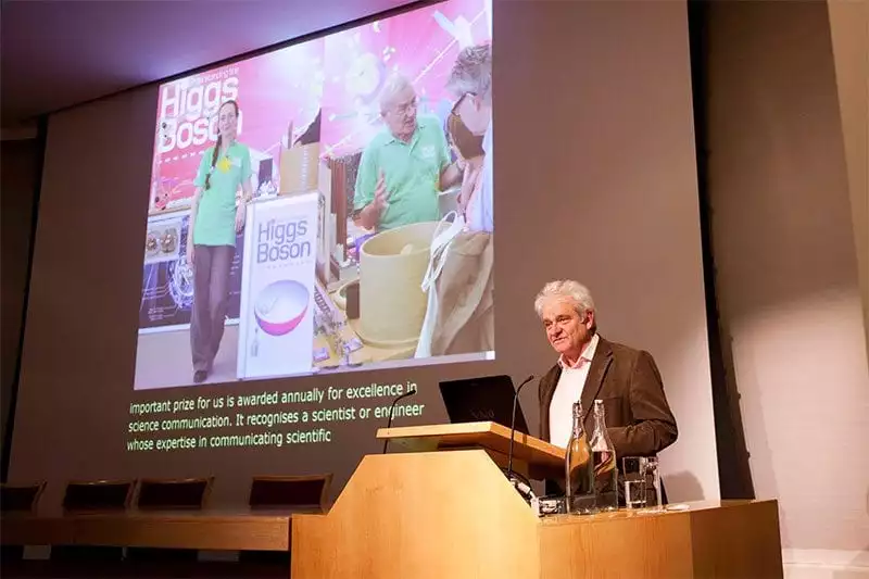 Stagetext live-subtitles for Michael Faraday Lecture by Professor Frank Close. Photo: The Royal Society