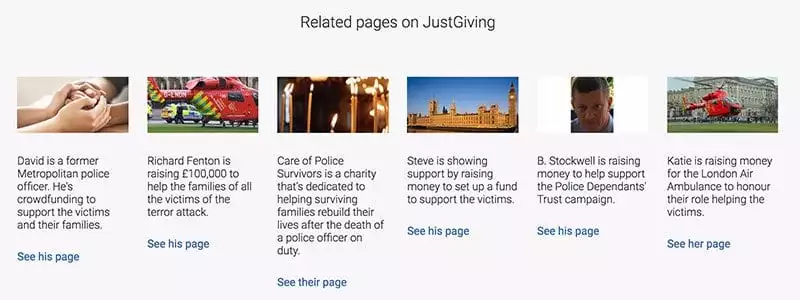 JustGiving appeals following the London terror attack of 22 March 2017