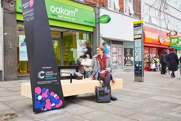 CRUK contactless bench in Lewisham