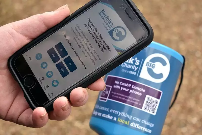 Smartphone and contactless charity collecting box