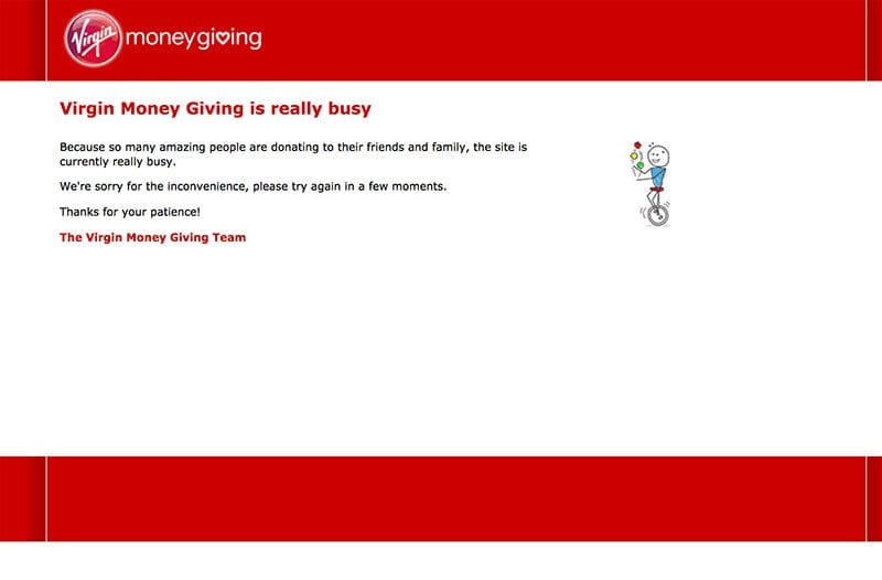 Virgin Money Giving site at 1.02pm on Sunday 23 April 2017