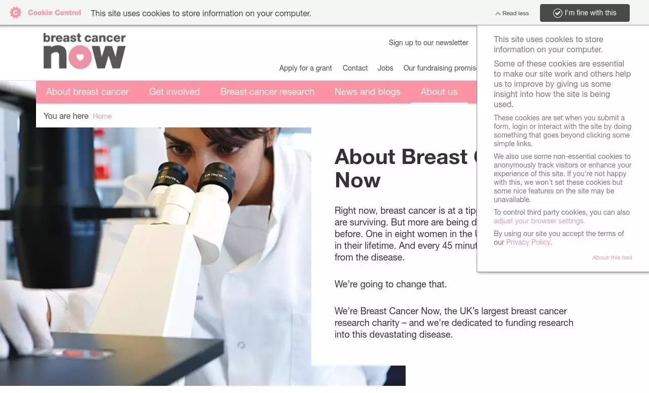 Breast Cancer Now About Us page