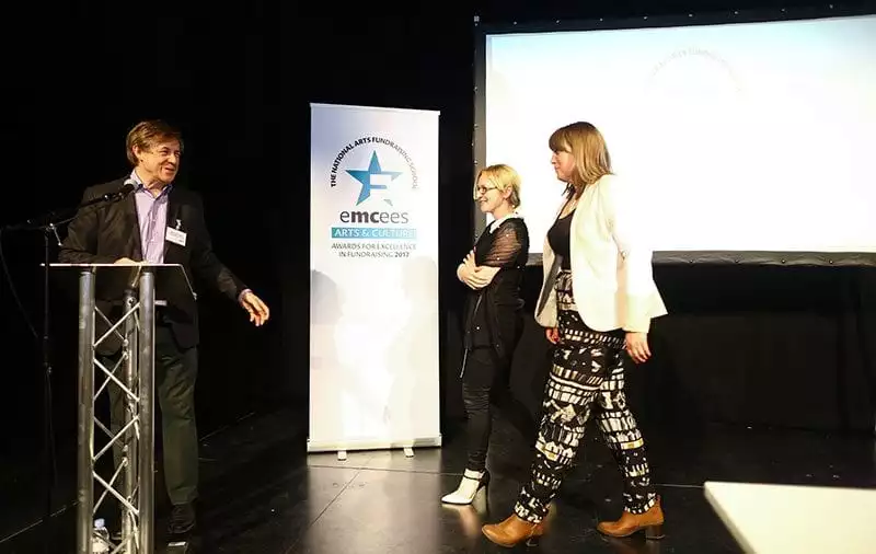 Bernard Ross with Helen Protheroe and Vicki Kelsall at 2017 Emcees