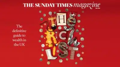 Sunday Times magazine front cover announcing The Rich List 2017