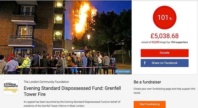 Crowdfunding Appeals For Grenfell Tower Fire Victims Raise £200k In Hours Uk Fundraising 