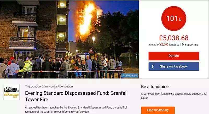 Grenfell Tower appeal by The Evening Standard