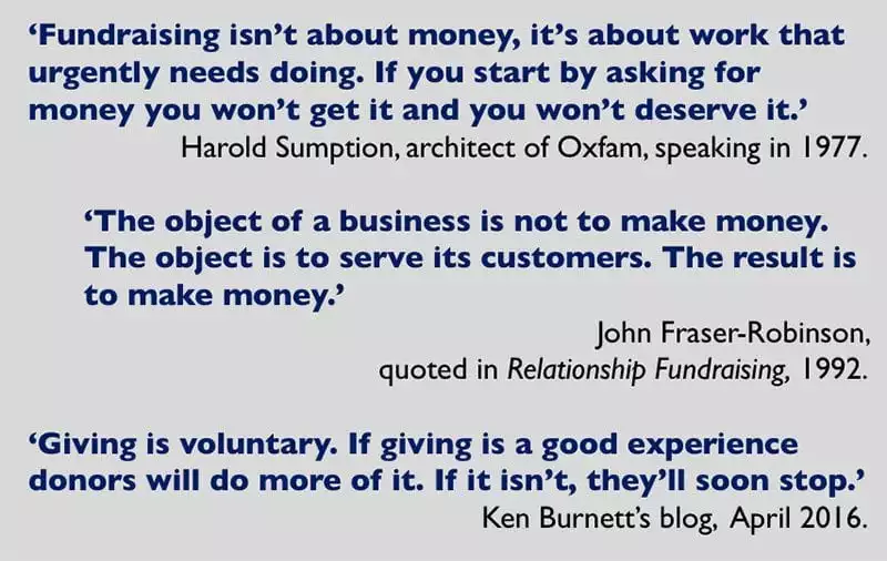 Fundraising not about money - quotes