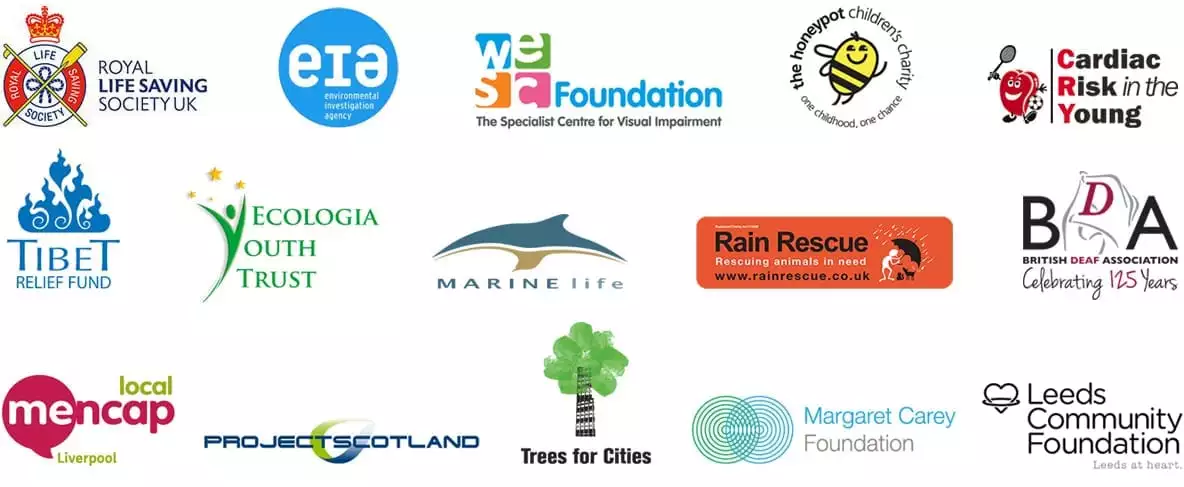 Logos of charities using DontSendMeACard