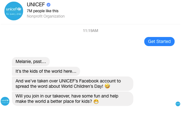 Unicef messenger chatbot