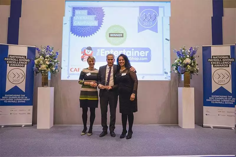 The Entertainer wins at the Payroll Giving Awards 2017