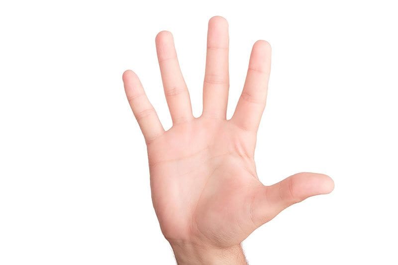 Five fingers - number five. Photo: Shutterstock