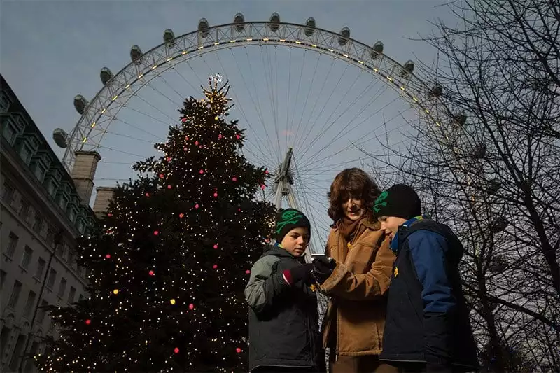 #LightUpXmas Marie Curie Christmas tree on London's Southbank